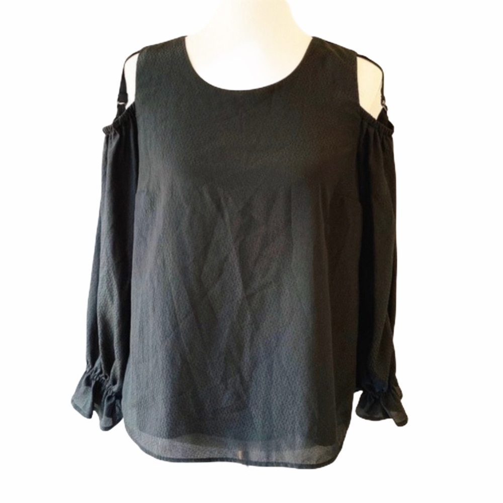 1. State Black Cold Shoulder Top Medium Blouse
